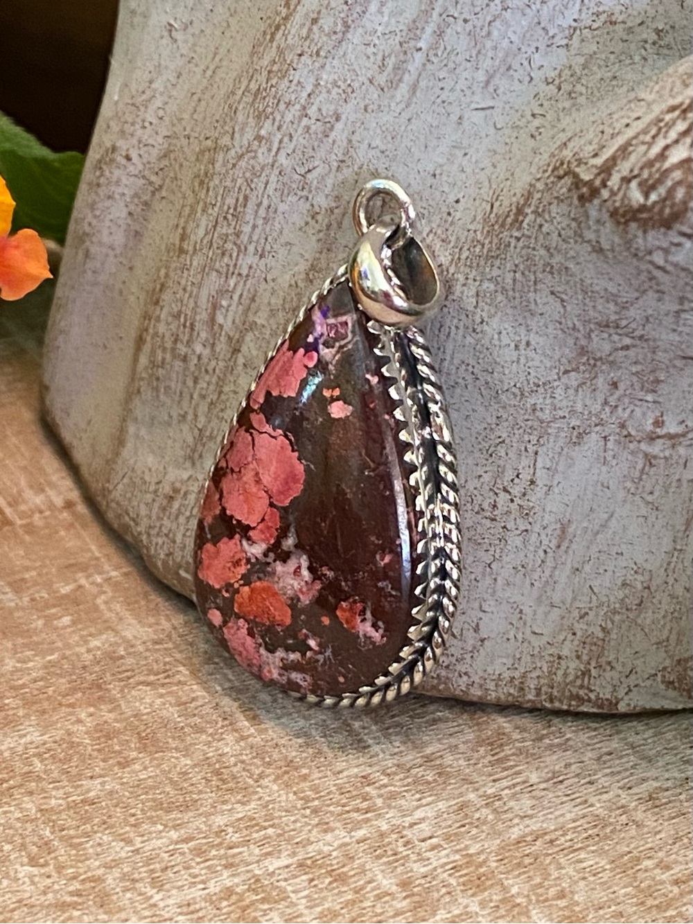 P3 Lava Wild Horse Jasper southwestern sterling silver pendant | 1.5” drop